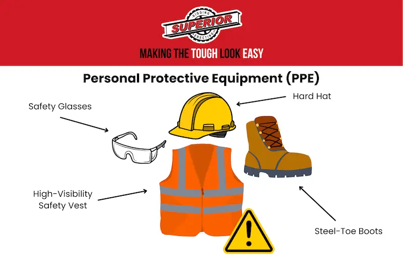 infographic about PPE protective gear for crane operators.